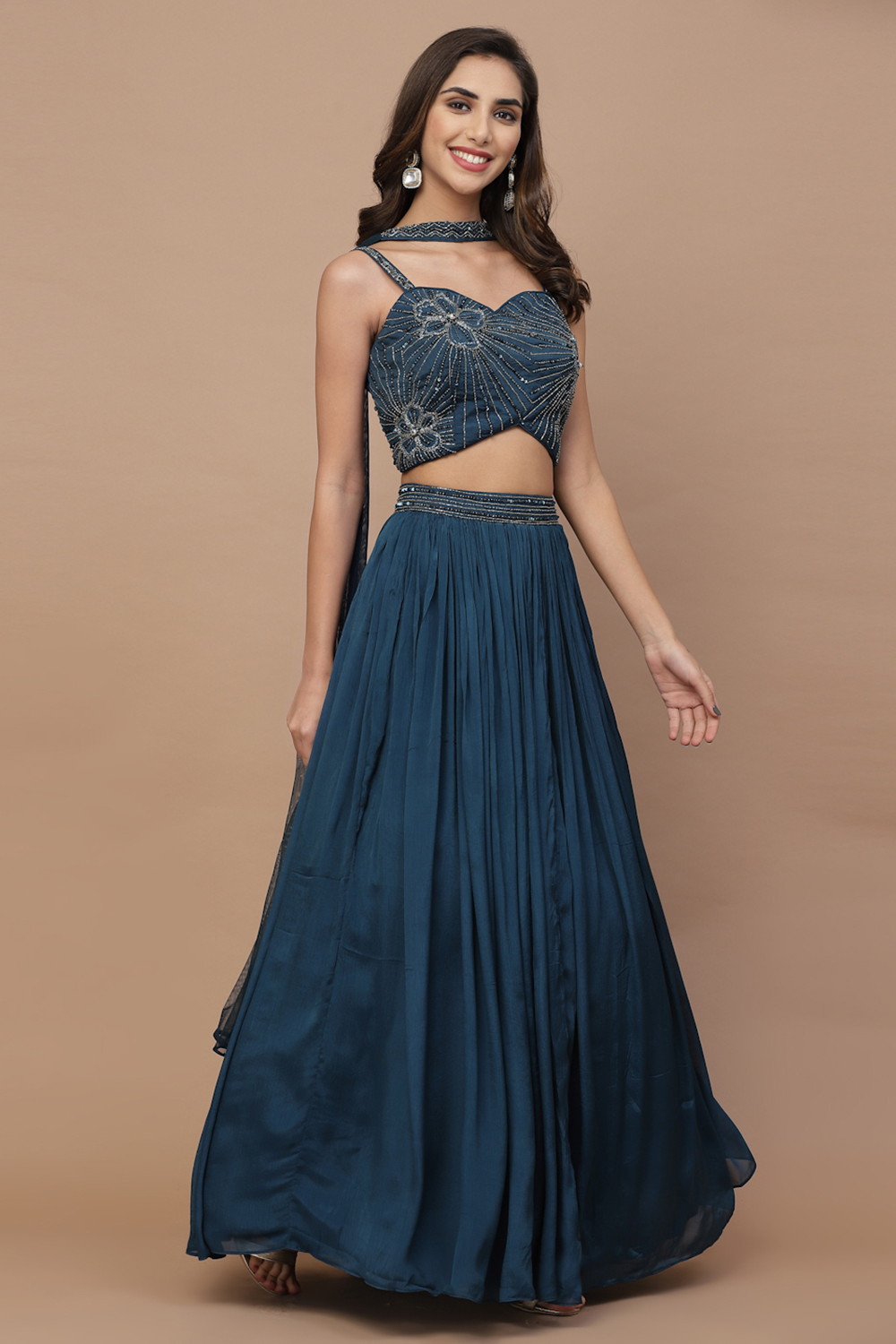 Zara Blue Lehenga Set Khalom